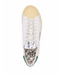 Мужские бело-зеленые кожаные низкие кеды от AUTRY