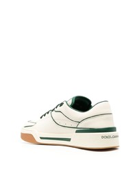 Мужские бело-зеленые кожаные низкие кеды от Dolce & Gabbana