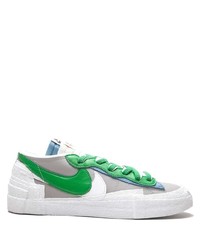 Мужские бело-зеленые кожаные низкие кеды от Nike