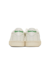 Женские бело-зеленые кожаные низкие кеды от Reebok Classics