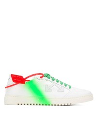 Мужские бело-зеленые кожаные низкие кеды от Off-White