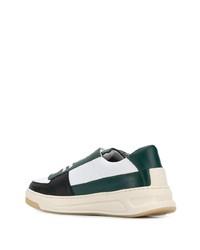 Мужские бело-зеленые кожаные низкие кеды от Acne Studios