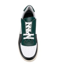 Мужские бело-зеленые кожаные низкие кеды от Acne Studios