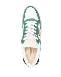 Мужские бело-зеленые кожаные низкие кеды от Philippe Model Paris