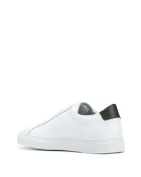 Мужские бело-зеленые кожаные низкие кеды от Common Projects