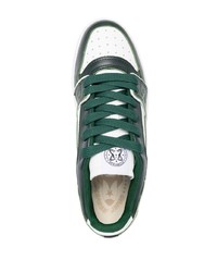 Мужские бело-зеленые кожаные низкие кеды от Enterprise Japan