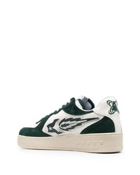 Мужские бело-зеленые кожаные низкие кеды от Enterprise Japan