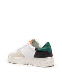 Мужские бело-зеленые кожаные низкие кеды от Axel Arigato