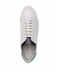 Мужские бело-зеленые кожаные низкие кеды от Axel Arigato
