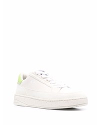 Мужские бело-зеленые кожаные низкие кеды от Diesel