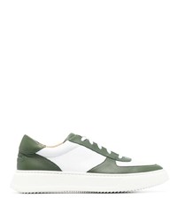Мужские бело-зеленые кожаные низкие кеды от Unseen Footwear