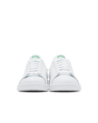 Женские бело-зеленые кожаные низкие кеды от adidas Originals