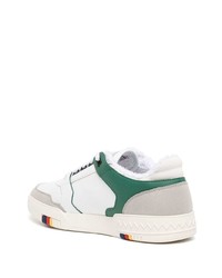 Мужские бело-зеленые кожаные низкие кеды от Missoni