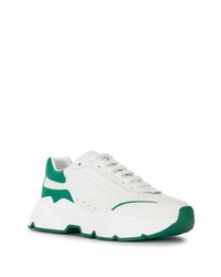 Мужские бело-зеленые кроссовки от Dolce & Gabbana