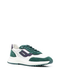 Мужские бело-зеленые кроссовки от Bally