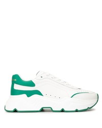 Мужские бело-зеленые кроссовки от Dolce & Gabbana