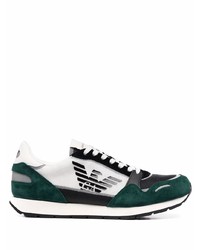 Мужские бело-зеленые кроссовки от Emporio Armani