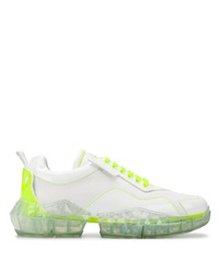 Мужские бело-зеленые кроссовки от Jimmy Choo