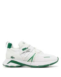 Мужские бело-зеленые кроссовки от Lacoste