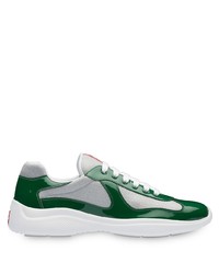 Мужские бело-зеленые кроссовки от Prada