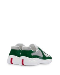 Мужские бело-зеленые кроссовки от Prada