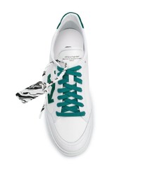 Мужские бело-зеленые низкие кеды из плотной ткани от Off-White