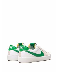 Мужские бело-зеленые низкие кеды из плотной ткани от Nike