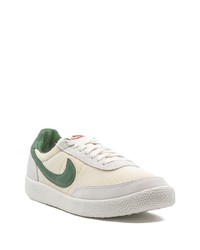 Мужские бело-зеленые низкие кеды из плотной ткани от Nike