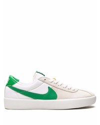 Мужские бело-зеленые низкие кеды из плотной ткани от Nike