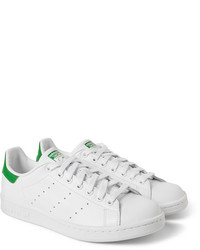 Мужские бело-зеленые низкие кеды от adidas