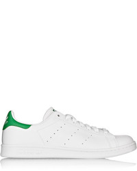 Женские бело-зеленые низкие кеды от adidas