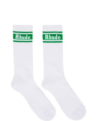 Бело-зеленые носки