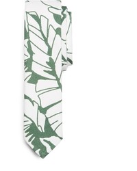 Бело-зеленый галстук с принтом