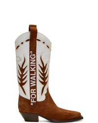 Бело-коричневые ковбойские сапоги