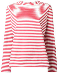 Женская бело-красная футболка с длинным рукавом в горизонтальную полоску от MiH Jeans