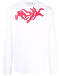 Мужская бело-красная футболка с длинным рукавом с принтом от 1017 Alyx 9Sm