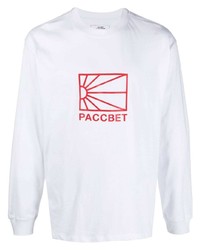 Мужская бело-красная футболка с длинным рукавом с принтом от PACCBET