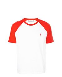 Бело-красная футболка с круглым вырезом