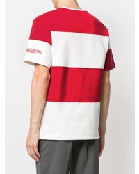 Мужская бело-красная футболка с круглым вырезом в горизонтальную полоску от Calvin Klein 205W39nyc