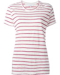 Женская бело-красная футболка с круглым вырезом в горизонтальную полоску от IRO