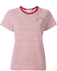 Женская бело-красная футболка с круглым вырезом в горизонтальную полоску от Marc Jacobs