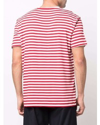 Мужская бело-красная футболка с круглым вырезом в горизонтальную полоску от Societe Anonyme