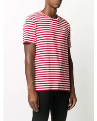 Мужская бело-красная футболка с круглым вырезом в горизонтальную полоску от Societe Anonyme