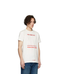 Мужская бело-красная футболка с круглым вырезом с вышивкой от Han Kjobenhavn