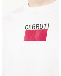 Мужская бело-красная футболка с круглым вырезом с принтом от Cerruti