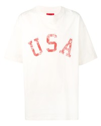Мужская бело-красная футболка с круглым вырезом с принтом от 424
