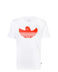 Мужская бело-красная футболка с круглым вырезом с принтом от adidas