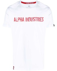 Мужская бело-красная футболка с круглым вырезом с принтом от Alpha Industries