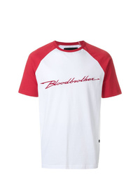 Мужская бело-красная футболка с круглым вырезом с принтом от Blood Brother