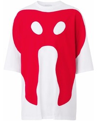 Мужская бело-красная футболка с круглым вырезом с принтом от Burberry